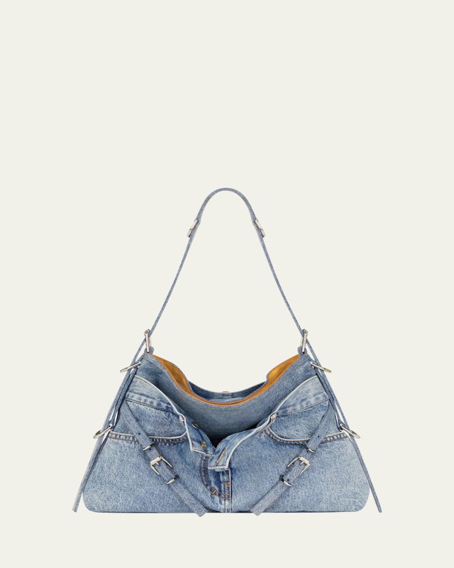 Medium Voyou Shoulder Bag in Boyfriend Denim